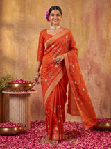 MIMOSA Orange Jaipur Saree — pose 6 styling detail