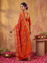 MIMOSA Orange Jaipur Saree — pose 7 styling detail
