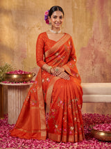 MIMOSA Orange Jaipur Saree — pose 8 styling detail