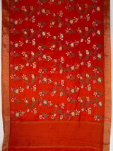 MIMOSA Orange Jaipur Saree — pallu and zari work detail