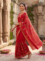 MIMOSA Red Jaipur Saree — pose 9 styling detail