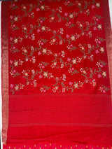 MIMOSA Red Jaipur Saree — pallu and zari work detail
