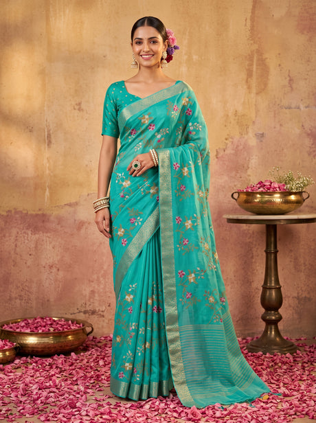MIMOSA Rama Jaipur Pure Viscose Chiffon Saree — AI Model lifestyle