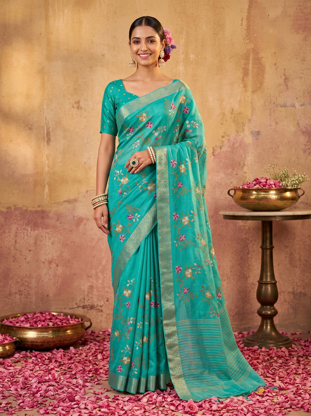 MIMOSA Rama Jaipur Pure Viscose Chiffon Saree — AI Model lifestyle