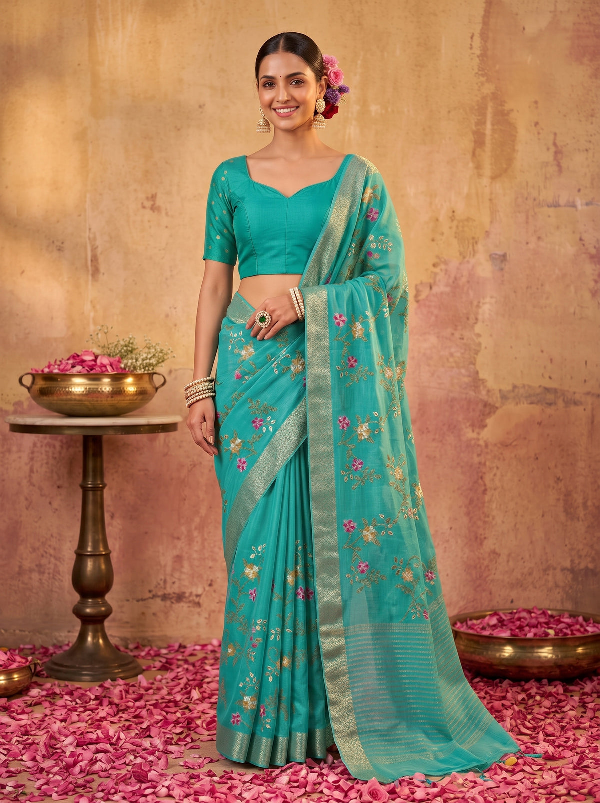MIMOSA Rama Jaipur Saree — pose 10 styling detail