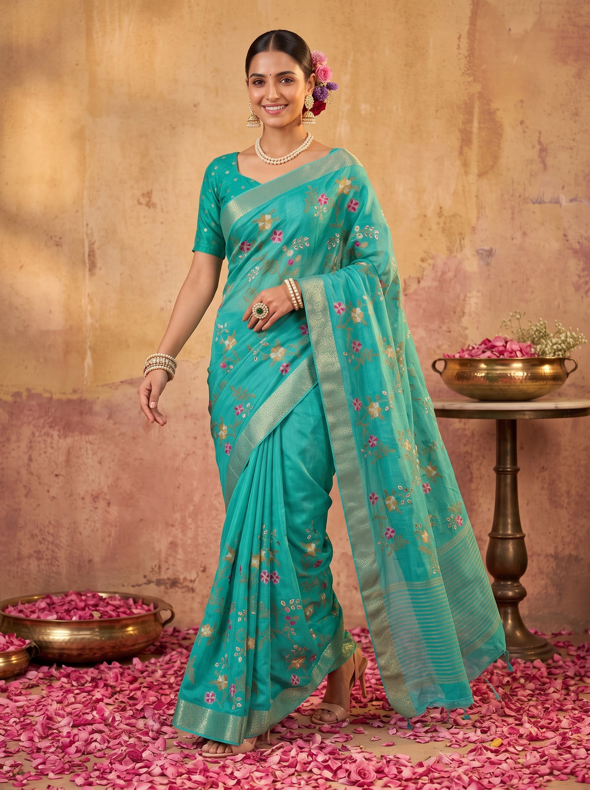 MIMOSA Rama Jaipur Saree — pose 6 styling detail