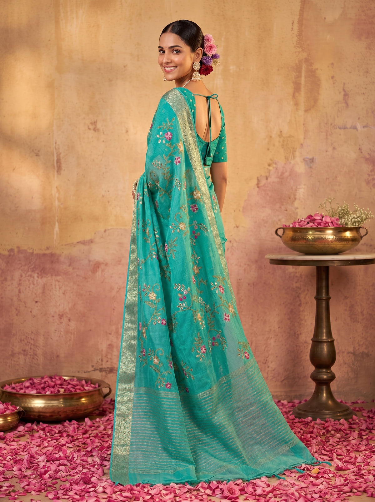 MIMOSA Rama Jaipur Saree — pose 7 styling detail