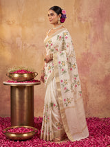 MIMOSA White Jaipur Saree — pose 3 styling detail
