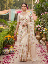 MIMOSA White Jaipur Saree — pose 6 styling detail