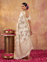 MIMOSA White Jaipur Saree — pose 7 styling detail