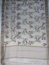 MIMOSA White Jaipur Saree — pallu and zari work detail