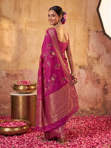 MIMOSA Wine Jaipur Saree — pose 7 styling detail