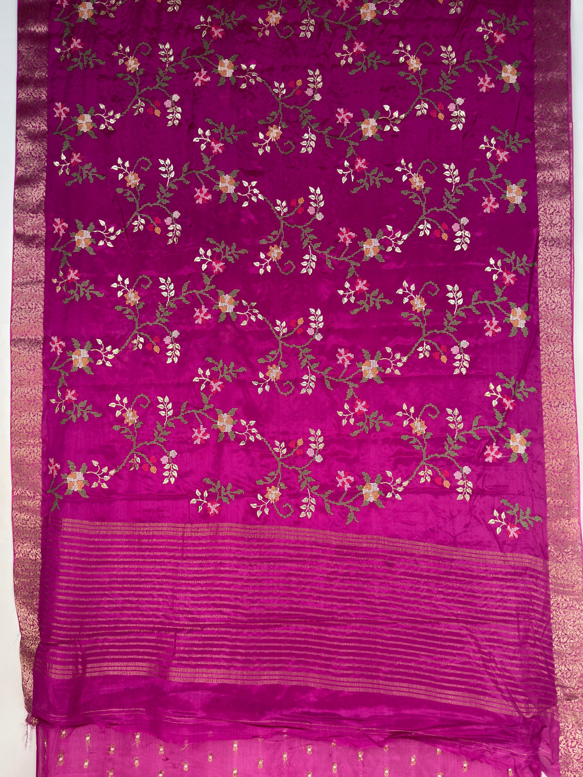 MIMOSA Wine Jaipur Saree — pallu and zari work detail