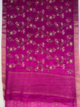 MIMOSA Wine Jaipur Saree — pallu and zari work detail
