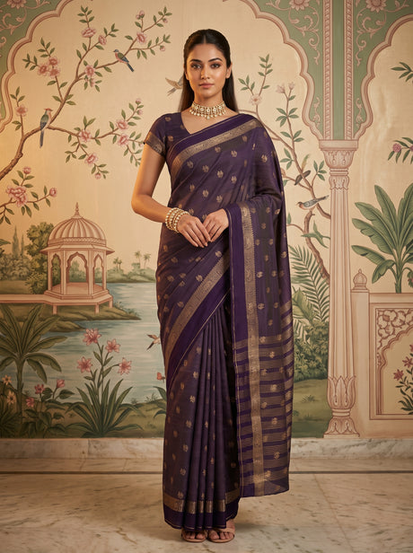 MIMOSA Jamun Bhagalpuri Tussar silk Saree — front view on mannequin