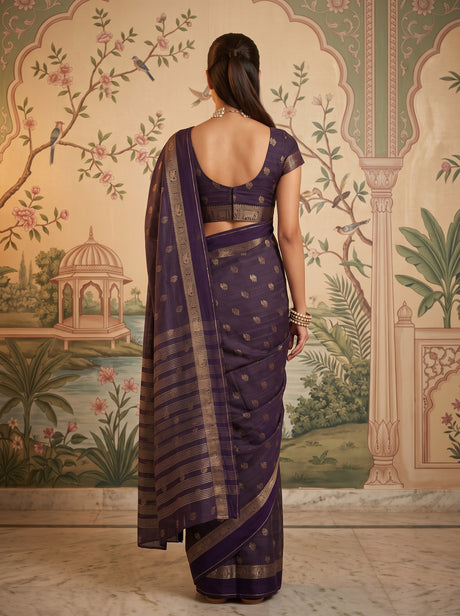 MIMOSA Jamun Bhagalpuri Tussar silk Saree — pose 2 styling detail