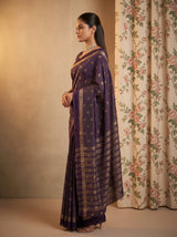 MIMOSA Jamun Bhagalpuri Tussar silk Saree — pose 3 styling detail