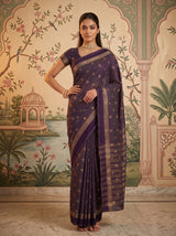 MIMOSA Jamun Bhagalpuri Tussar silk Saree — pose 4 styling detail