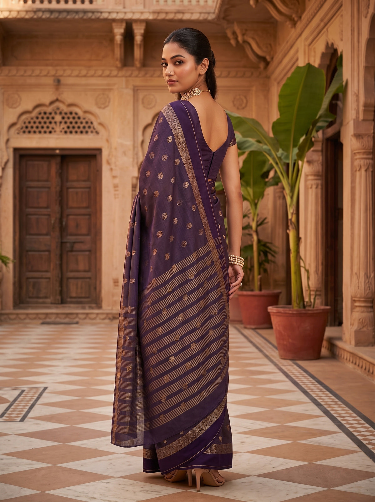 MIMOSA Jamun Bhagalpuri Tussar silk Saree — pose 7 styling detail