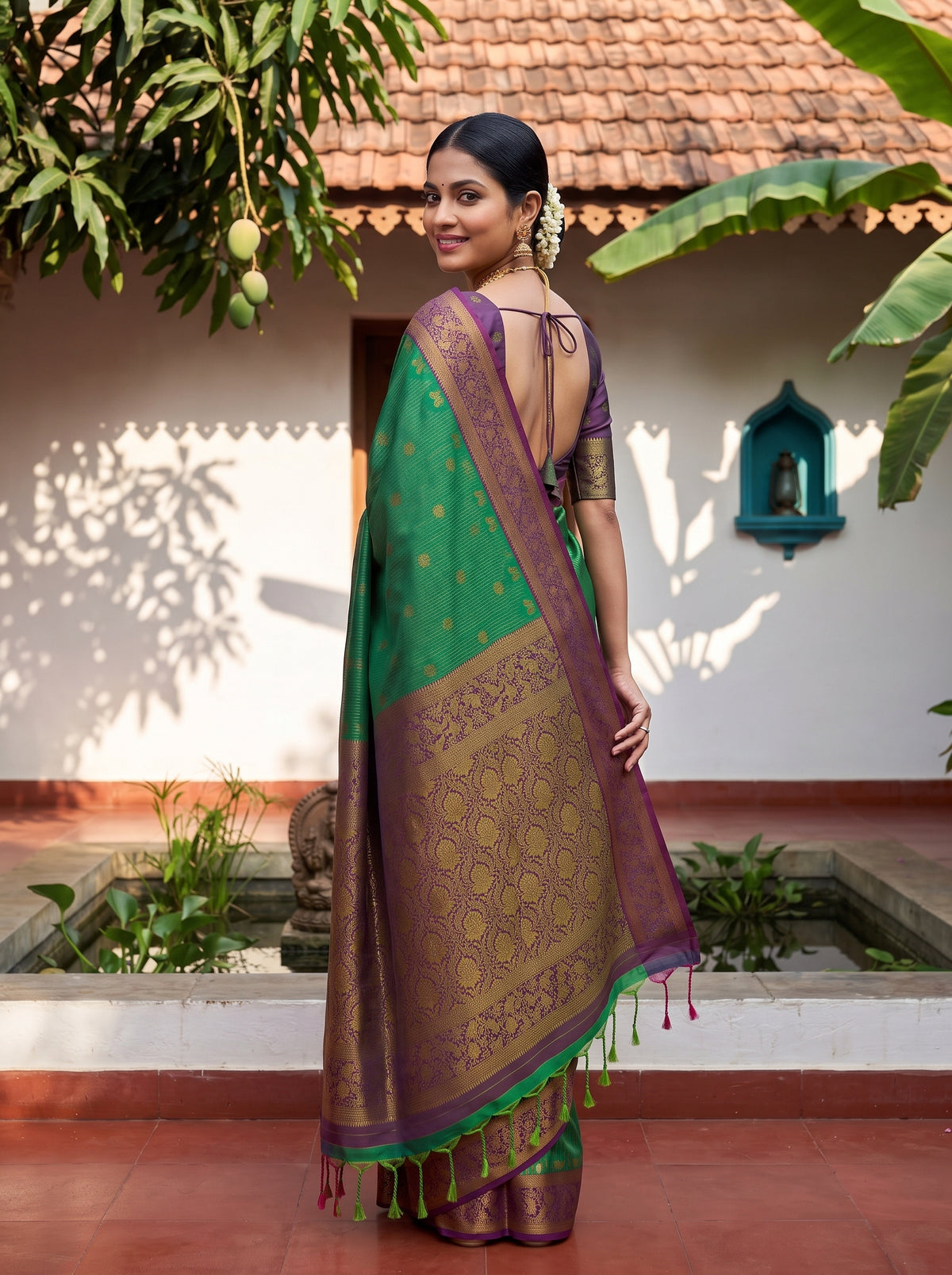 MIMOSA Rama Kanjivaram Art Silk Saree — pose 7 styling detail