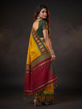 MIMOSA Mustard Banarasi Cotton Saree — pose 7 styling detail