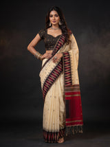 MIMOSA Tussar Banarasi Cotton Saree — pose 4 styling detail