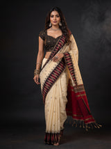 MIMOSA Tussar Banarasi Cotton Saree — pose 6 styling detail