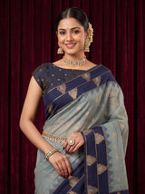 MIMOSA Grey Banarasi Saree — pose 10 styling detail