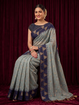 MIMOSA Grey Banarasi Saree — pose 8 styling detail