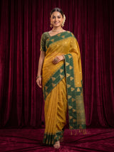 MIMOSA Mustard Banarasi Saree — pose 6 styling detail