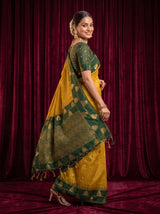 MIMOSA Mustard Banarasi Saree — pose 9 styling detail