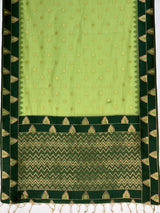 MIMOSA Parrot Green Banarasi Saree — pallu and zari work detail