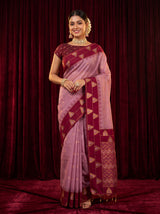 MIMOSA Pink Banarasi Cotton Saree — AI Model lifestyle pose