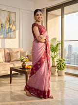 MIMOSA Pink Banarasi Saree — pose 10 styling detail