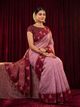 MIMOSA Pink Banarasi Saree — pose 8 styling detail