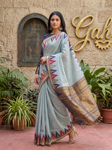 MIMOSA Grey Banarasi Saree — pose 9 styling detail