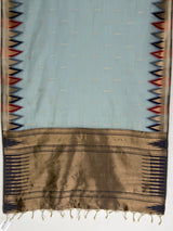MIMOSA Grey Banarasi Saree — pallu and zari work detail