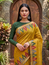 MIMOSA Mustard Banarasi Saree — pose 10 styling detail