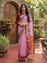 MIMOSA Pink Banarasi Saree — pose 10 styling detail