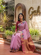 MIMOSA Pink Banarasi Saree — pose 8 styling detail