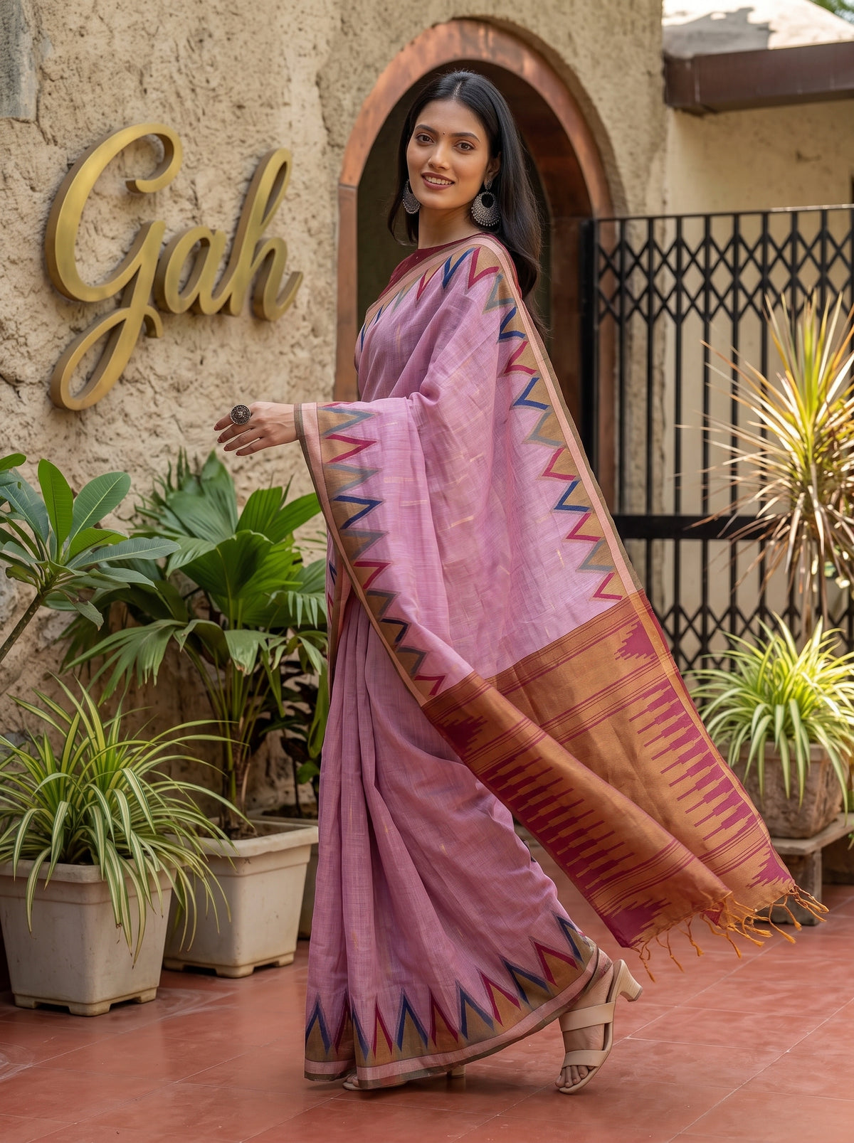 MIMOSA Pink Banarasi Saree — pose 9 styling detail