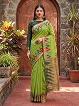 MIMOSA Pista Banarasi Saree — pose 10 styling detail