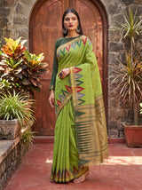 MIMOSA Pista Banarasi Saree — pose 5 styling detail