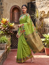 MIMOSA Pista Banarasi Saree — pose 9 styling detail