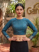 MIMOSA Rama Banarasi Saree — blouse close-up