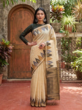 MIMOSA Tussar Banarasi Saree — pose 4 styling detail