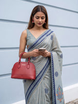 MIMOSA Blue Banarasi Cotton Saree — pose 10 styling detail