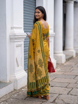 MIMOSA Mustard Banarasi Cotton Saree — pose 7 styling detail
