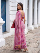 MIMOSA Pink Banarasi Cotton Saree — pose 7 styling detail