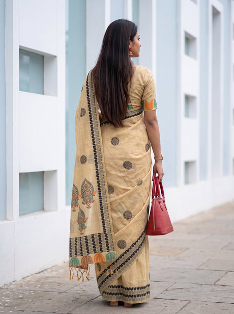 MIMOSA Tussar Banarasi Cotton Saree — Saree shot pallu and body